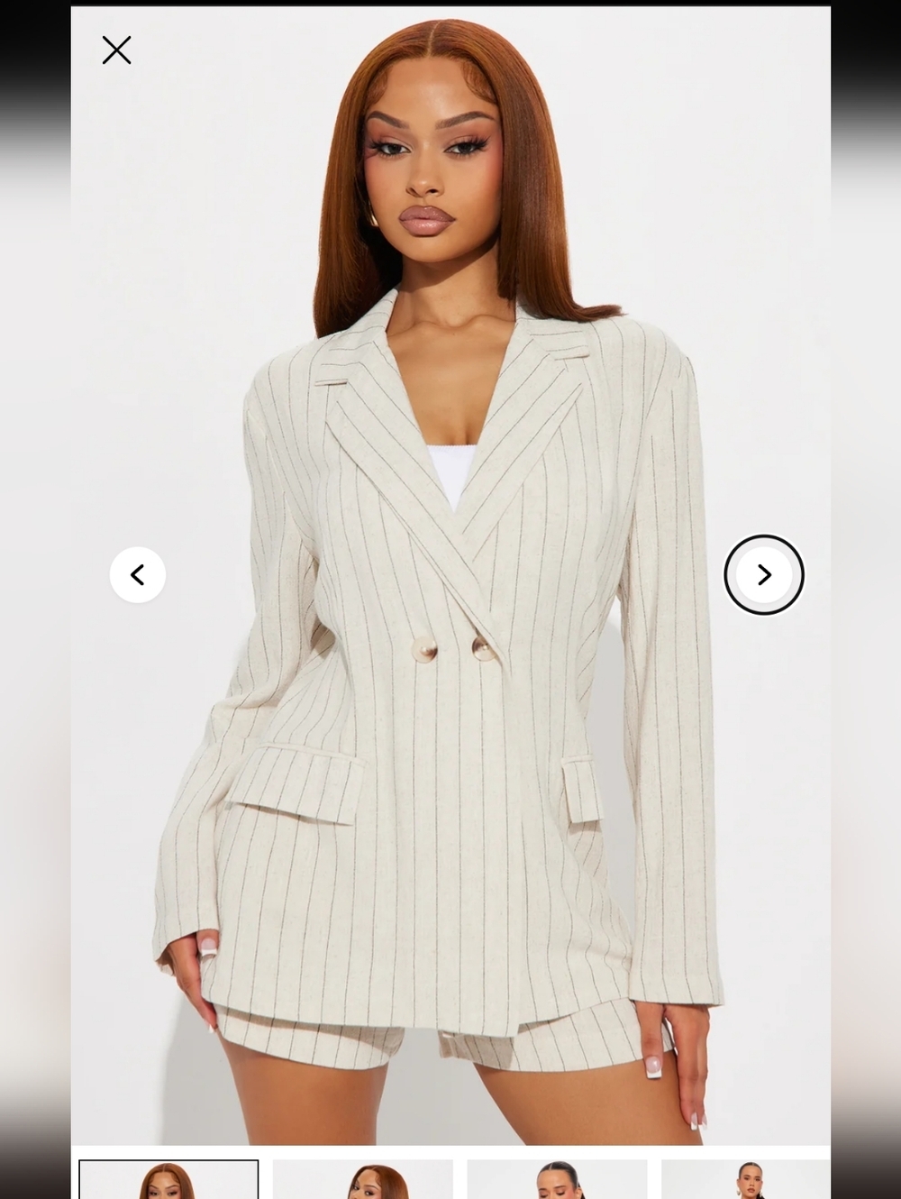 Fashion Nova Linen Blend Beige Jacket Short Summer Suit Sz XL